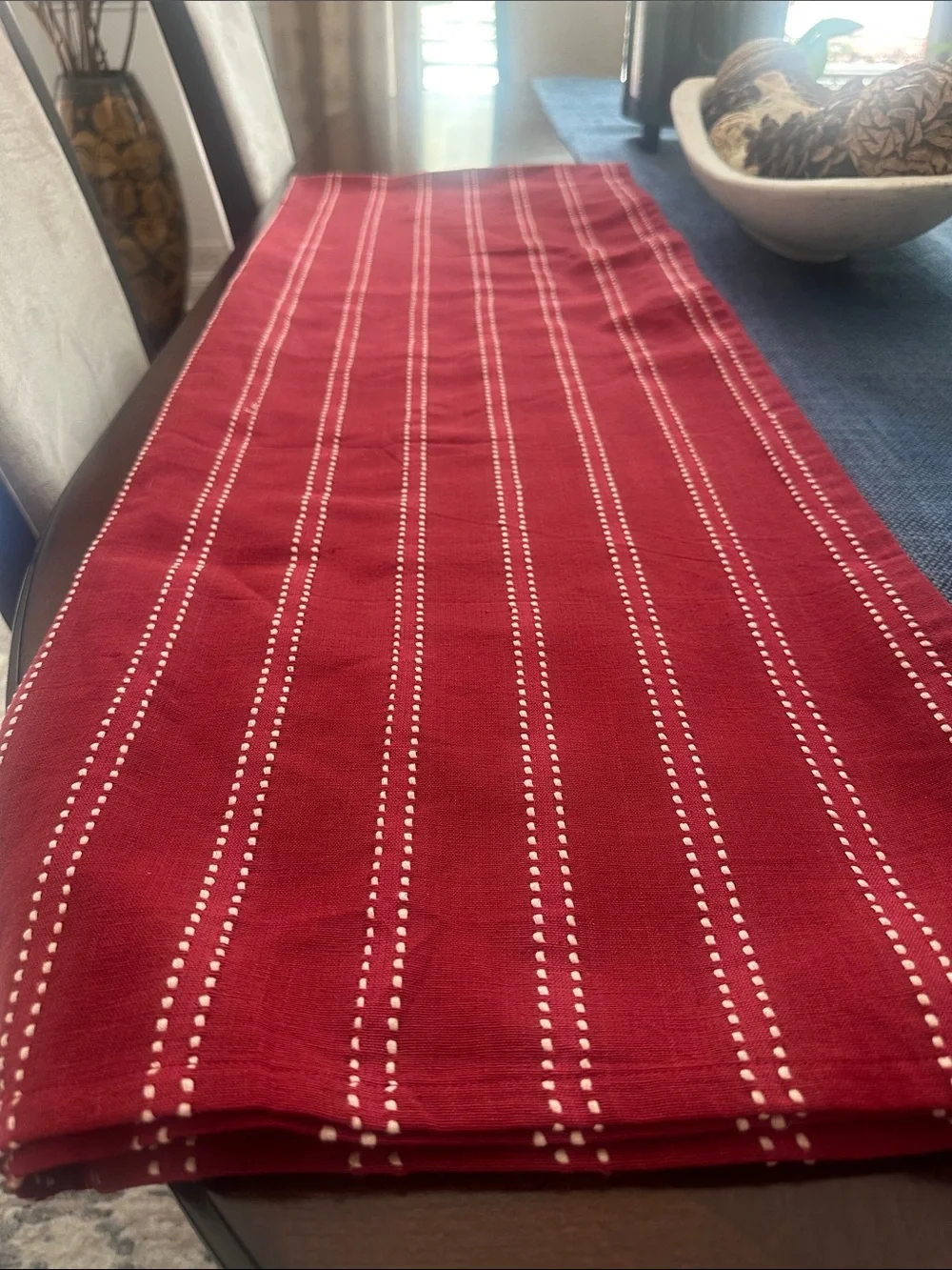 Lintex Red & White Striped Rectangular Table Runner